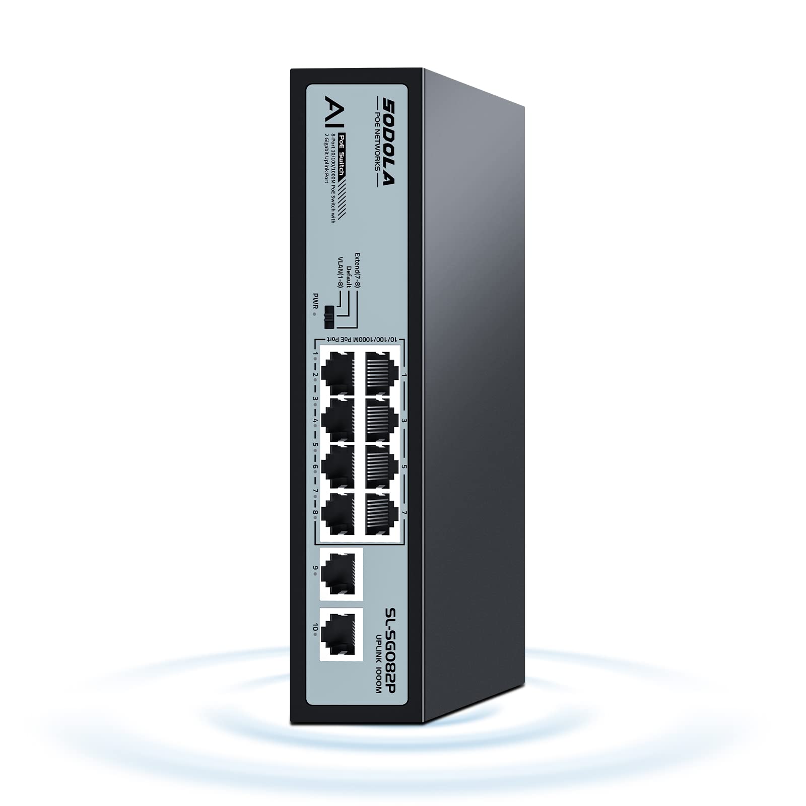 Sodola 8 Port Gigabit Poe Switch,2 Gigabit Uplinks,120W 48V Built In Power,802.3Af/At,Plug & Play Unmanaged Poe Network Switch