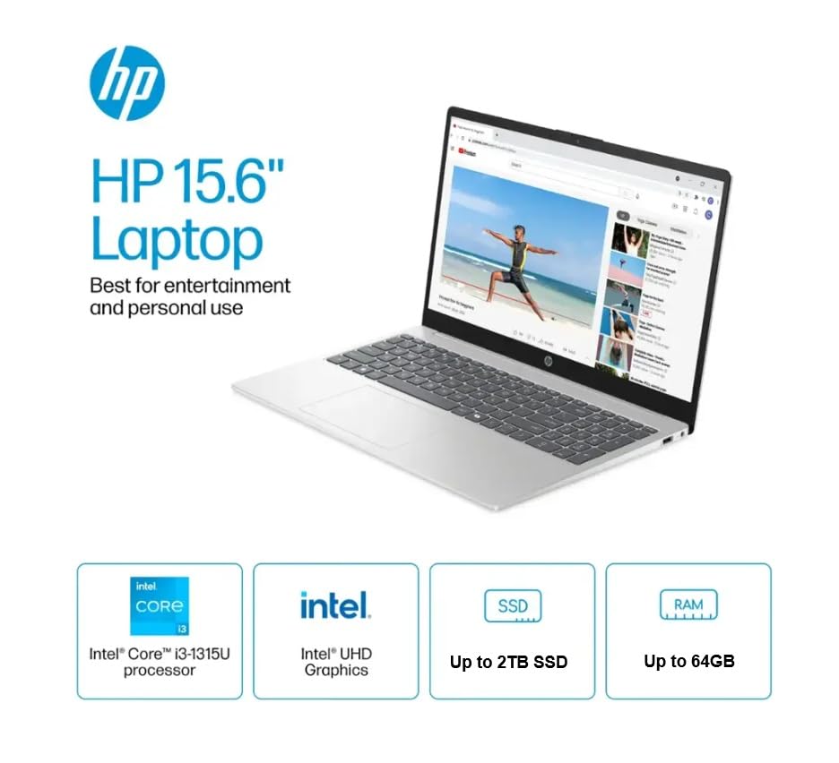 Hp 15.6'' Touchscreen Laptop, Intel 13Th Core I3-1315U, Webcam Ai Copilot, Long Battery Life, Type C, Windows 11 Pro, W/Btp Bund
