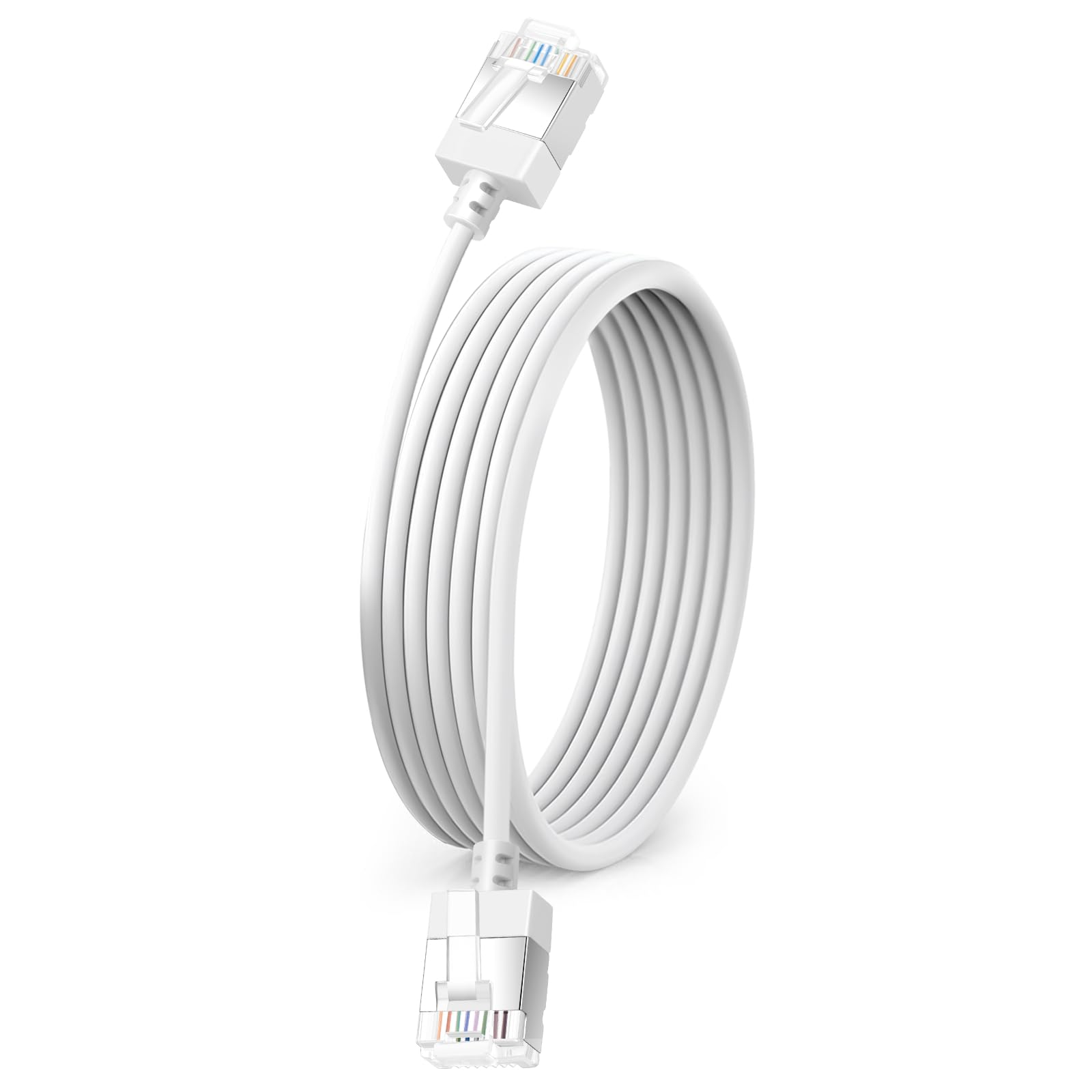 Dutevolns Ultra Slim Cat 6 Ethernet Cable 3.3 Feet, Flexible Rj45 Cat 6A Lan Cord Gigabit For Pc, Router, Printer, (White)