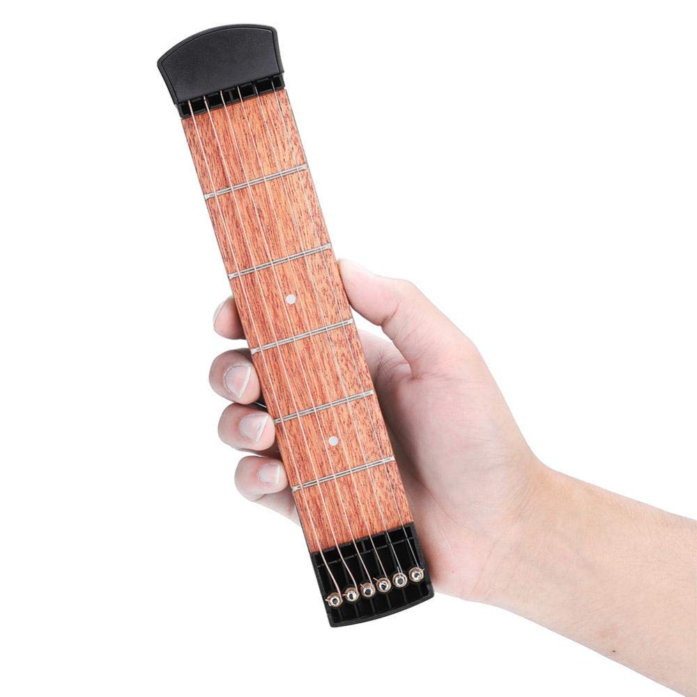 Pocket Guitar Mahogany Wood Practice Neck Left Hand Portable Guitar Chord Practice Tool For Beginner And Music Creators