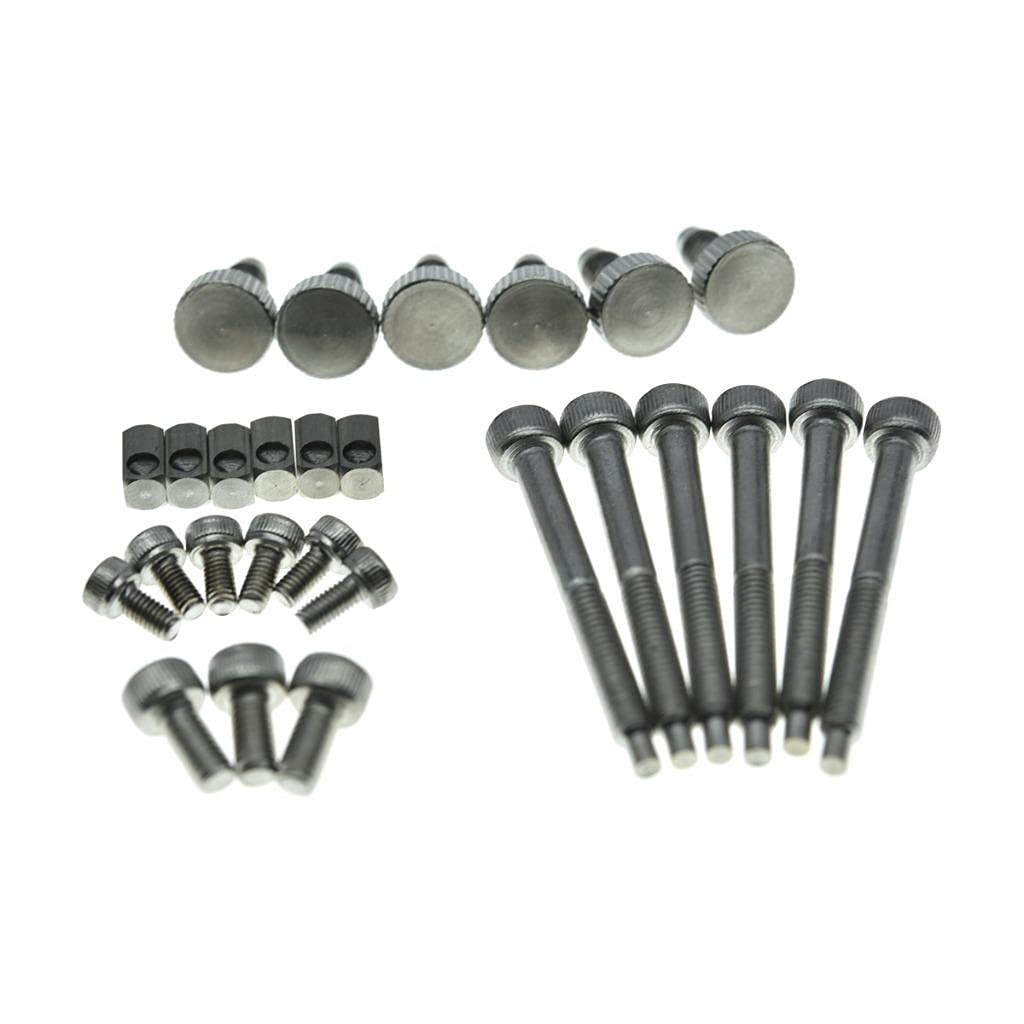 Kaish Whole Set Stainless Steel Tremolo Fine Tuner Screws String Insert Block Saddle Mounting Screws Locking Nut & String Lock S