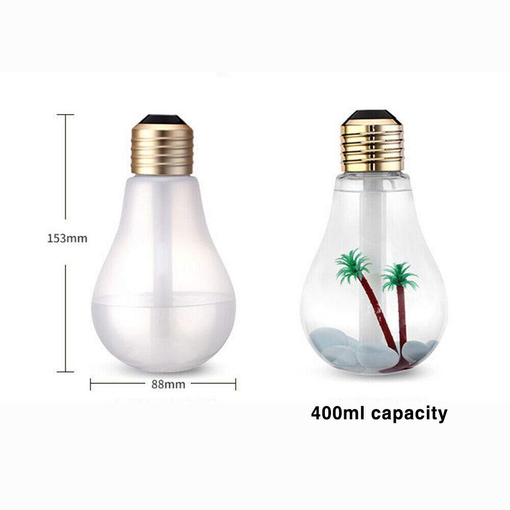 Hovico Bulb Humidifier 400 Ml 7 Colors Usb Portable Spray Air Humidifier Suitable For Baby Bedroom Office Car (Gold)