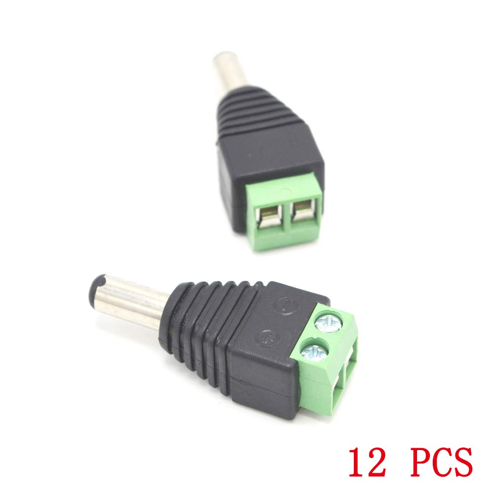Xenocam 12 Pack 2.1Mm X 5.5Mm Male Cctv Camera Dc Power Adapter Connector