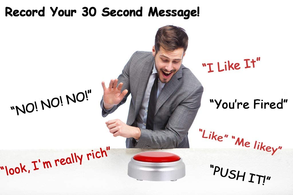 Voice Recording Button Easy Button Record 30 Seconds Talking Message Funny Office Gift Battery Powered Recordable Sound Buttons(Red+Silver)