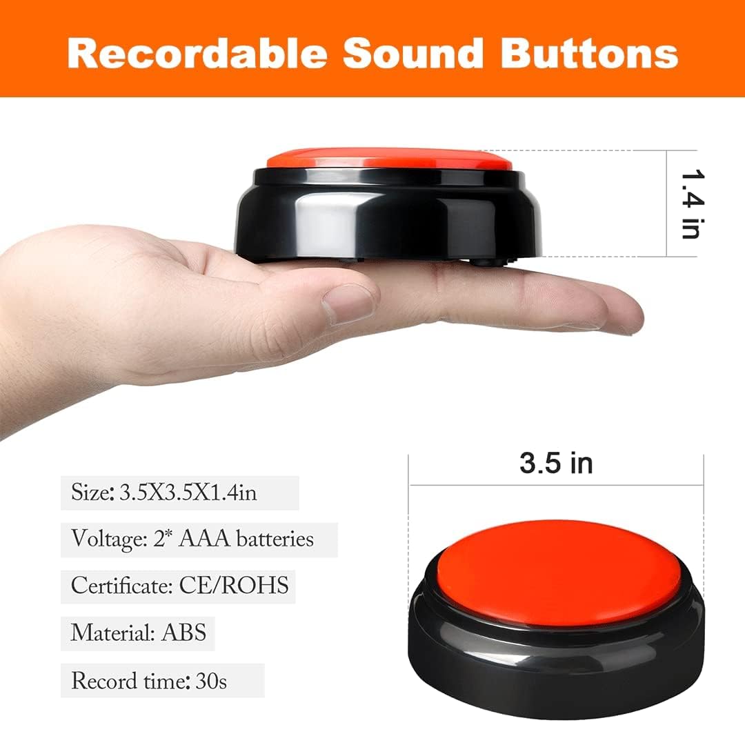 Recordable Button Voice Recording Button Dog Buttons For Communication Game Buzzer 30 Seconds Recordable Answer Buzzers Funny Gi