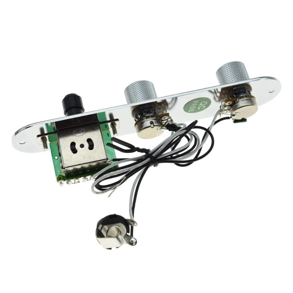 Dopro Loaded Control Plate Pre Wired 3 Way Control Plate With Wiring Harness For Fender Tele/Telecaster Guitars Chrome