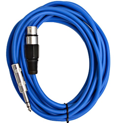 Seismic Audio - Satrxl-F25Blue-6Pack - 6 Pack Of 25 Ft Xlr Female To 1/4'' Trs Patch Cable Snake Cords Balanced - Blue