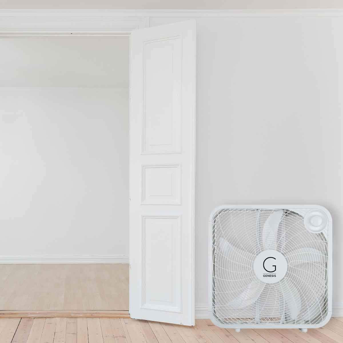 Genesis 20' Box Fan, 3 Settings, Max Cooling Technology, Carry Handle, White (G20Box Wht)
