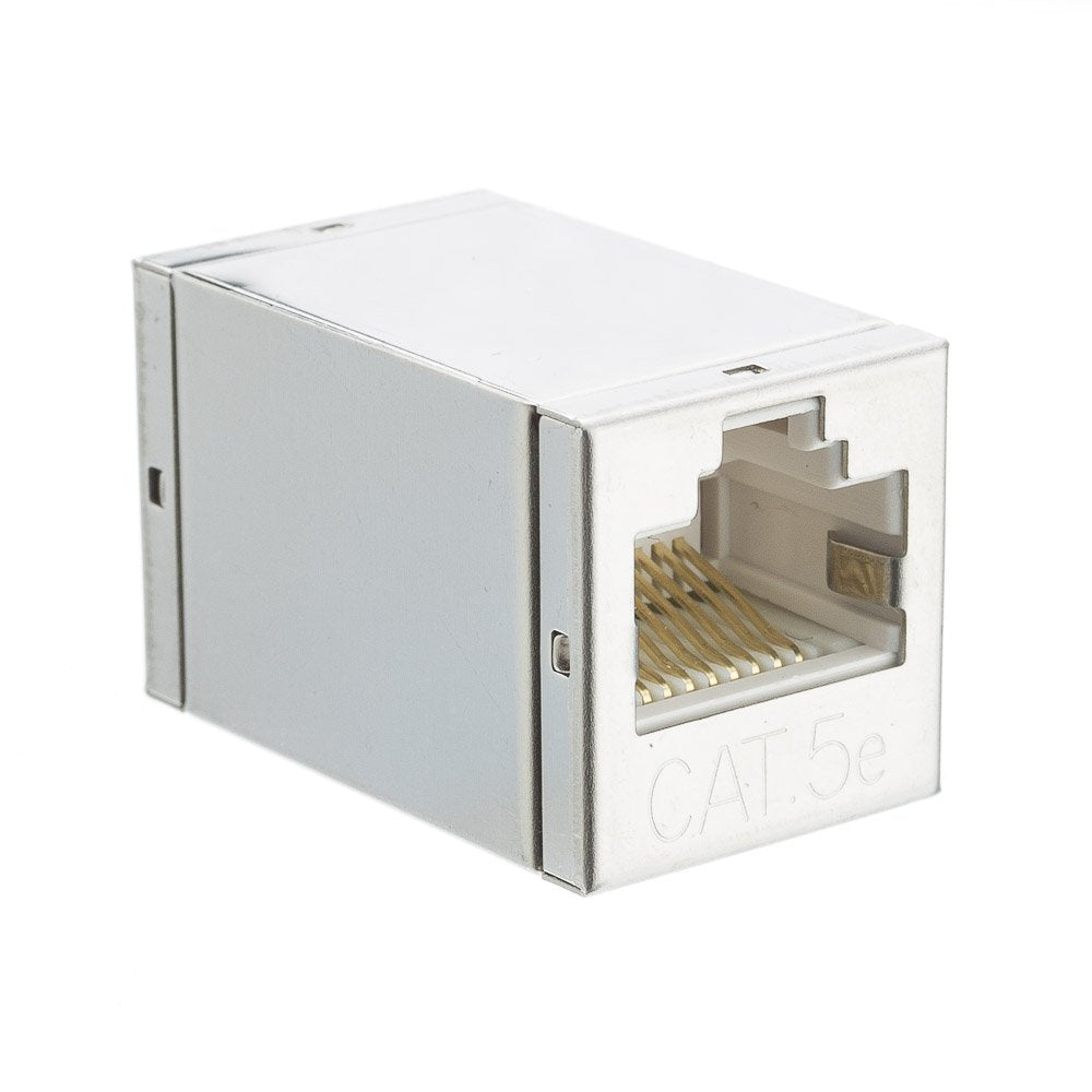 Shielded Cat5E Inline Coupler, Silver, Rj45 Female