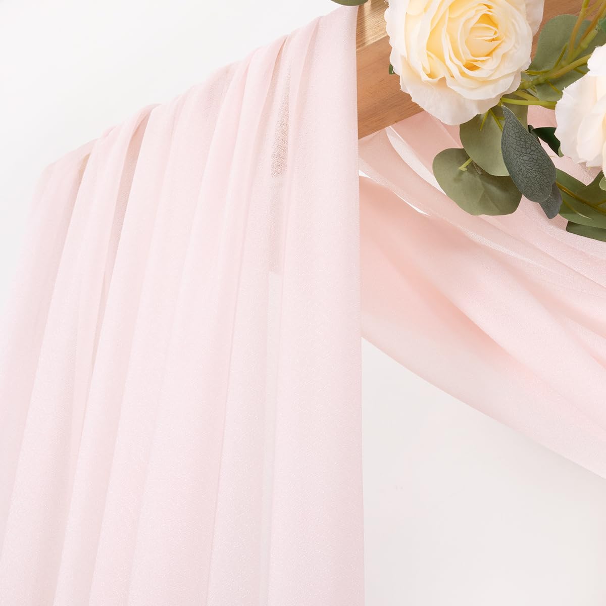Mlmc Wedding Arch Draping Fabric 1 Panel 29'' X 20Ft Blush Pink Chiffon Drapery Sheer Backdrop Curtains For Ceremony Wedding Par