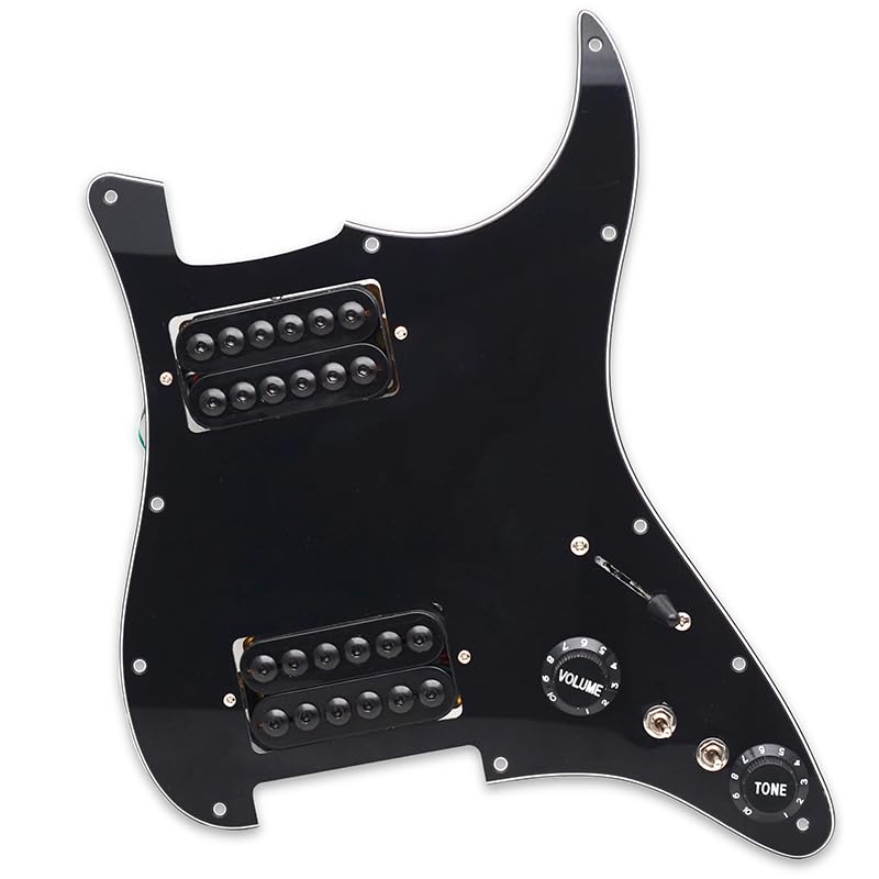 MAXCHEER 11-Hole 3-Ply HH Prewired Loaded Pickguard,Two Humbucker Coil Spliting Pickguard HH Guitar Pickguard Electric Guitar Pi