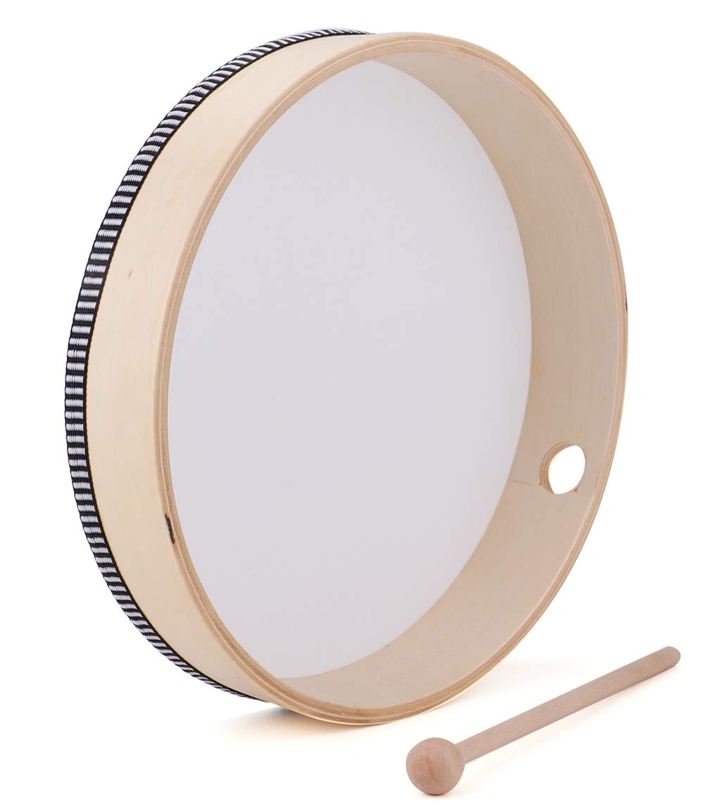 Foraineam 10 Inch Hand Drum Music Percussion Wood Frame Drum With Beater