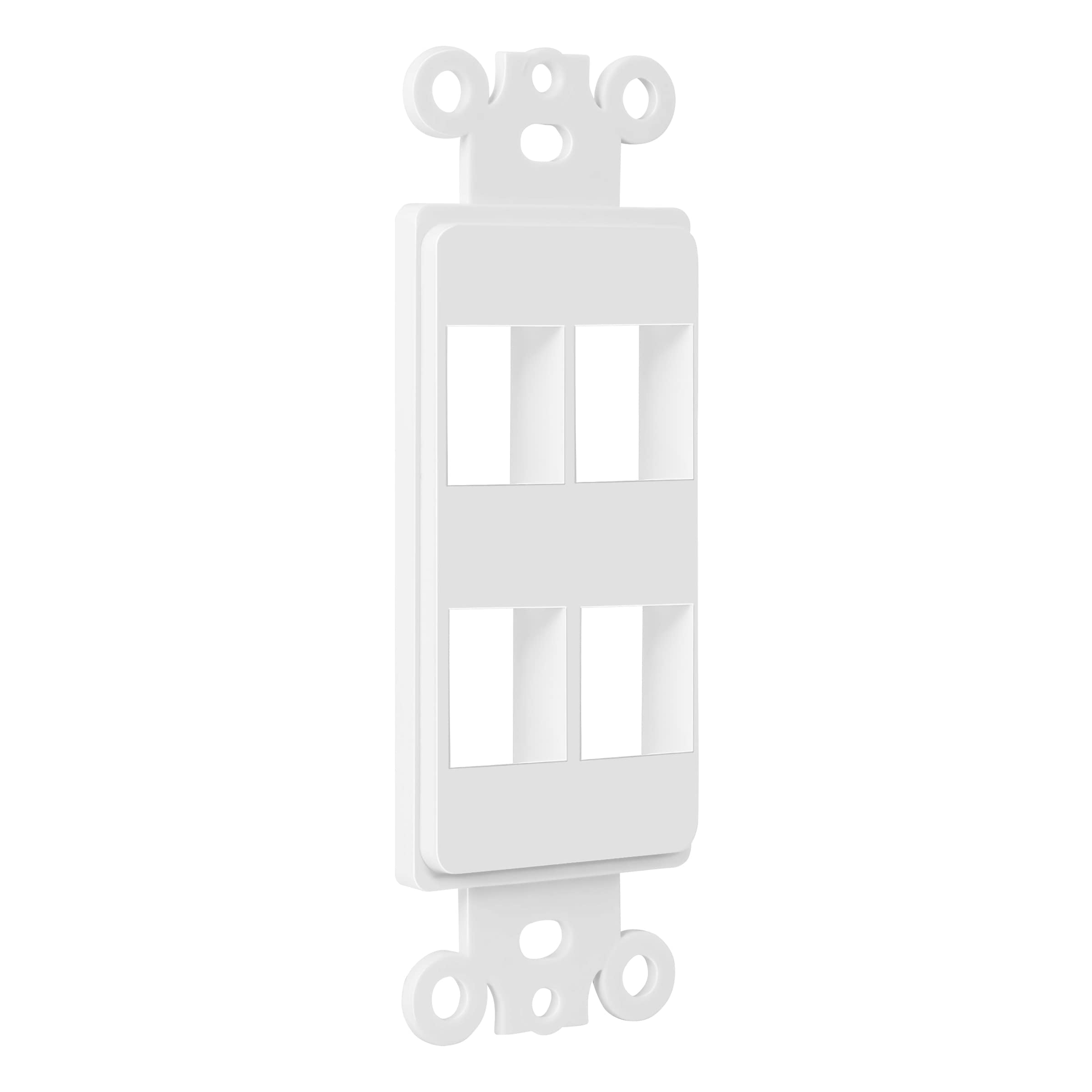 Enerlites 4 Port Keystone Rj45 Wall Plate Adapter, Multimedia Insert For Decorator Wall Plate, Cat7 Cat6 Cat5 Compatible, For Vo