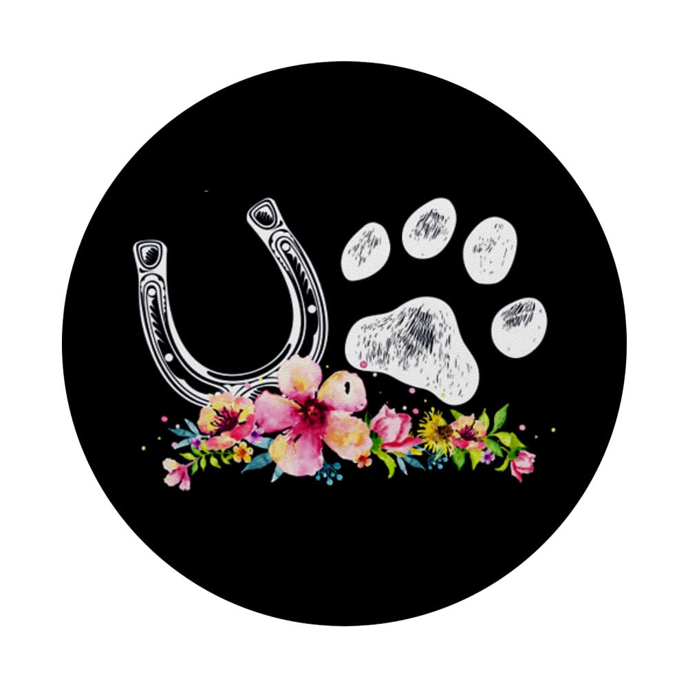 Floral Flowers Horse Lover Pretty Cute Dog Paw Horse Cool Popsockets Adhesive Popgrip