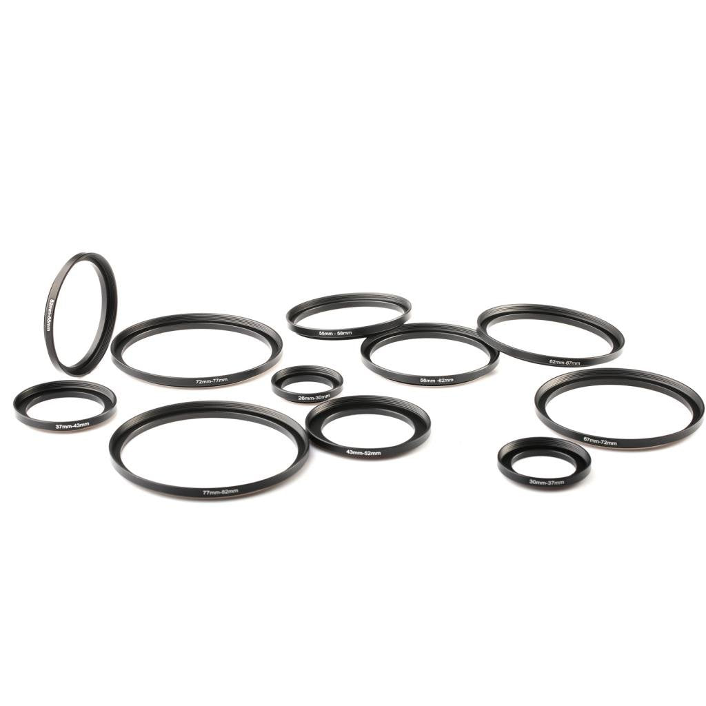 K&F Concept 11Pcs Metal Stepping Rings Step Up Ring Set 26 30Mm 30 37Mm 37 43Mm 43 52Mm 52 55Mm 55 58Mm 58 62Mm 62 67Mm 67 72Mm 72 77Mm 77 82Mm Compatible With Canon Nikon Dslr Cameras Lens