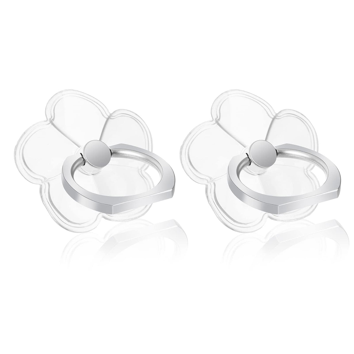 Cobee Finger Kickstand Cell Phone Ring, 2Pcs Flower Shaped Transparent Phone Ring Holders, Bling Phone Ring Holder, 360 Degree R