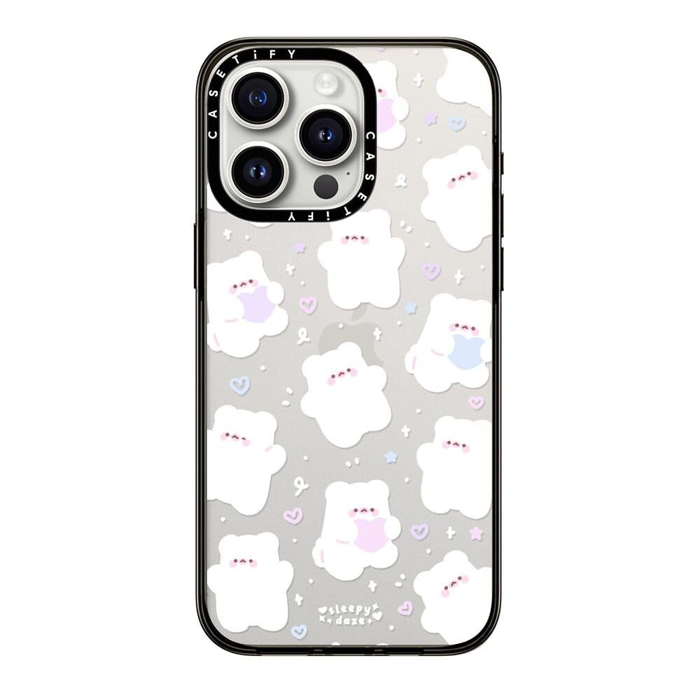 Casetify Compact Case For Iphone 15 Pro Max [2X Military Grade Drop Tested / 4Ft Drop Protection]   Mochi Doodles   Clear Black