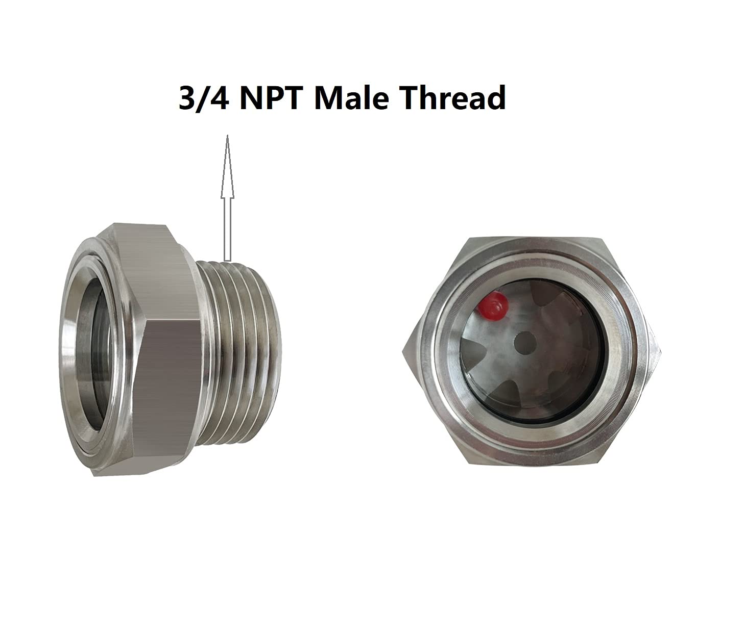 3/4'' Npt Male Hex Head Stainless Steel Oil Sight Glass Liquid Level Gauge Oil Indicator Window For Air Compressor Gearbox Fitti