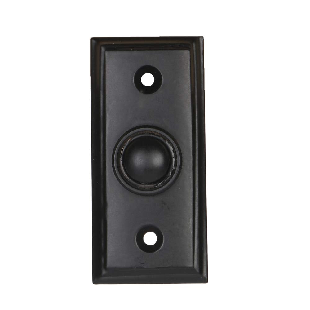Wired Iron Doorbell Chime Push Button In Black Powder Coat Finish, Vintage Decorative Door Bell With Easy Installation, 2 9/16''