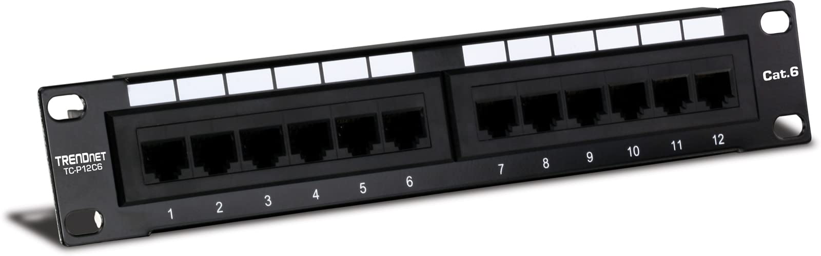 Trendnet 12 Port Cat6 Unshielded Patch Panel, Tc P12C6, 10 Inch Wide, 12 X Gigabit Rj 45 Ethernet Ports, Metal Housing, 250Mhz C