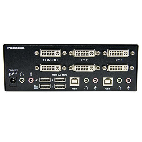 Startech Sv231Dd2Dua Dual Dvi Usb Kvm Switch With Audio And Usb Hub, 2 Ports