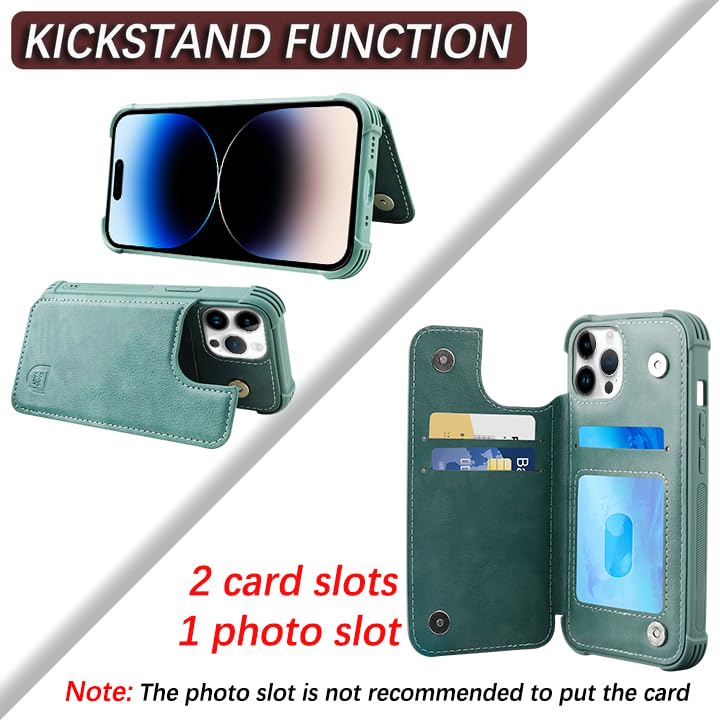 Vanavagy Wallet Case Compatible For Iphone 14 Pro For Women And Men,Leather Flip Folio Phone Cover Fits Magnetic Car Mount With