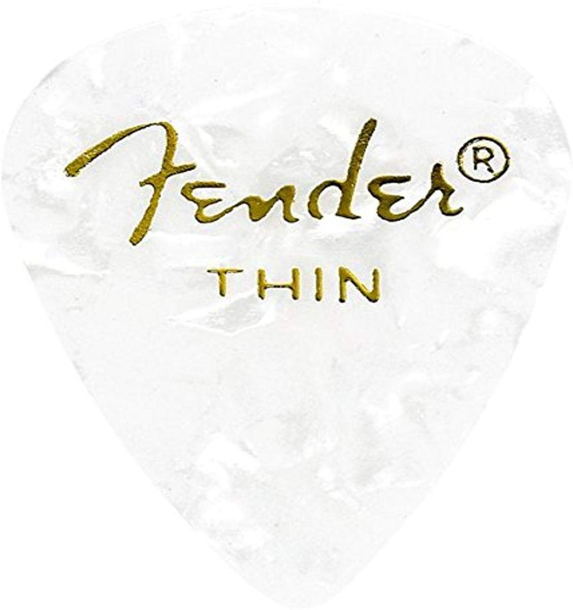 Fender Premium Celluloid Guitar Picks 351 Shape, White Moto, Thin, 144 Pack