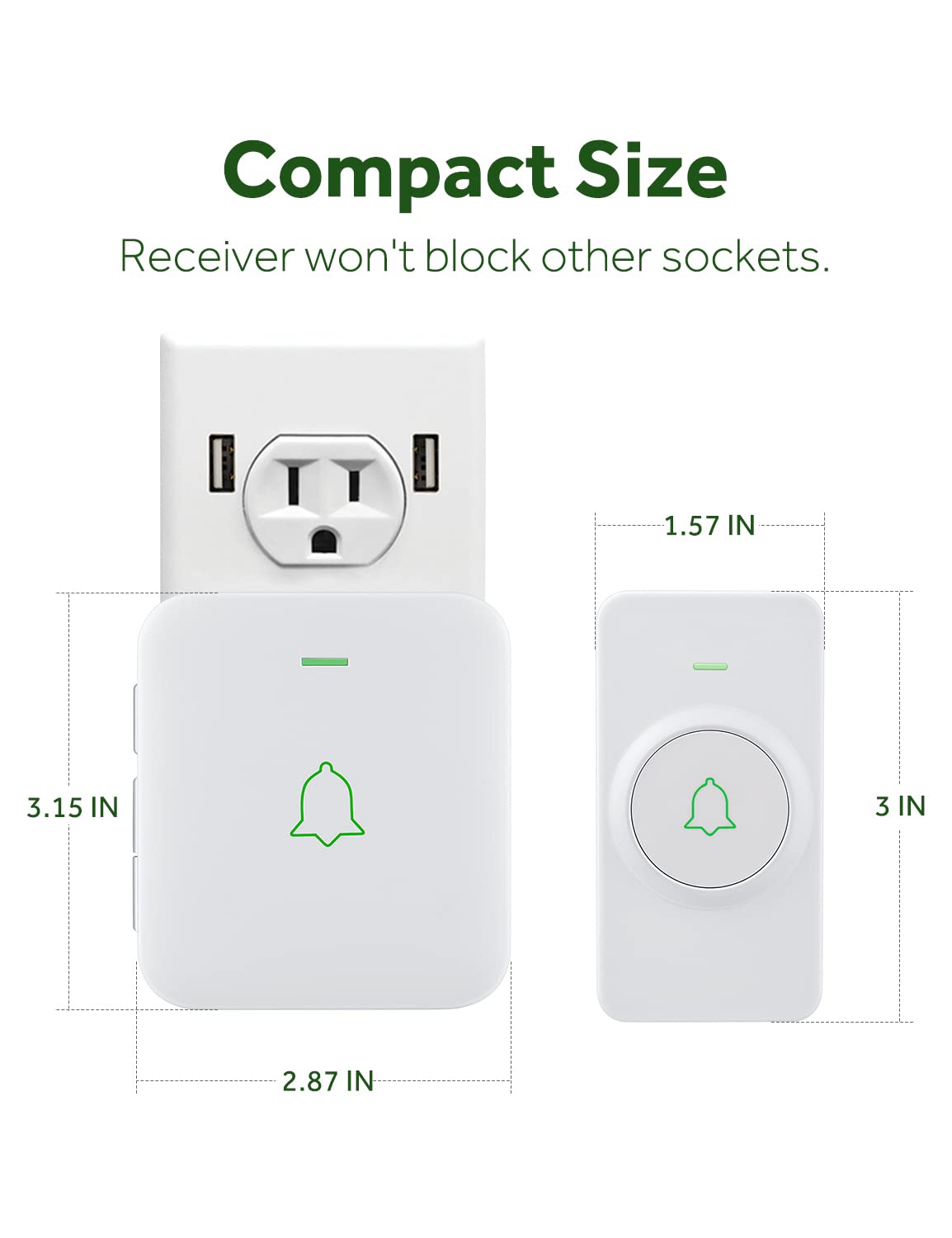 Avantek Wireless Door Bell, Cw 12 Mini Waterproof Doorbell Chime Operating At 1000 Feet With 52 Melodies, 5 Volume Levels & Led