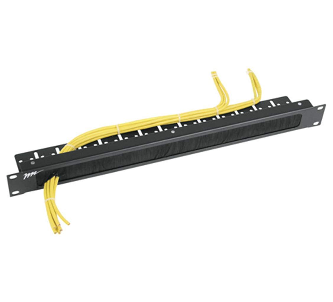 AVBcable Brush Grommet Panel 1-Space Cable Organizer BR1 Steel Black