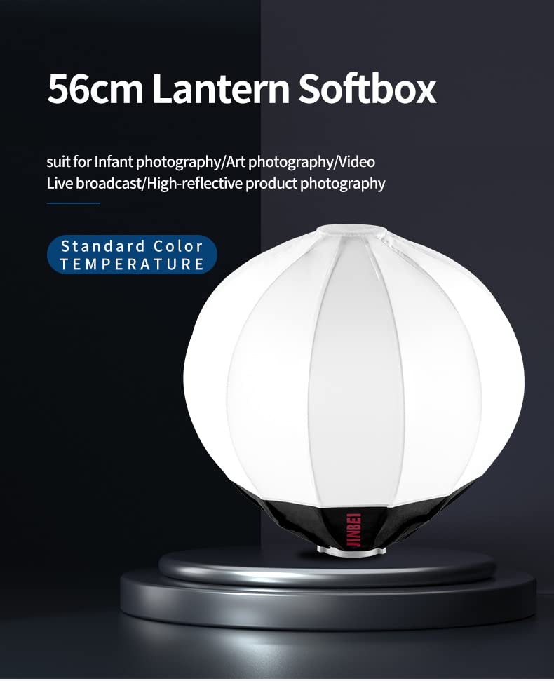 Jinbei 22Inch/56Cm Lantern Softbox Bowens Mount Softbox One Step Quick Release Soft Light Modifier For Jinbei Video Light Compat