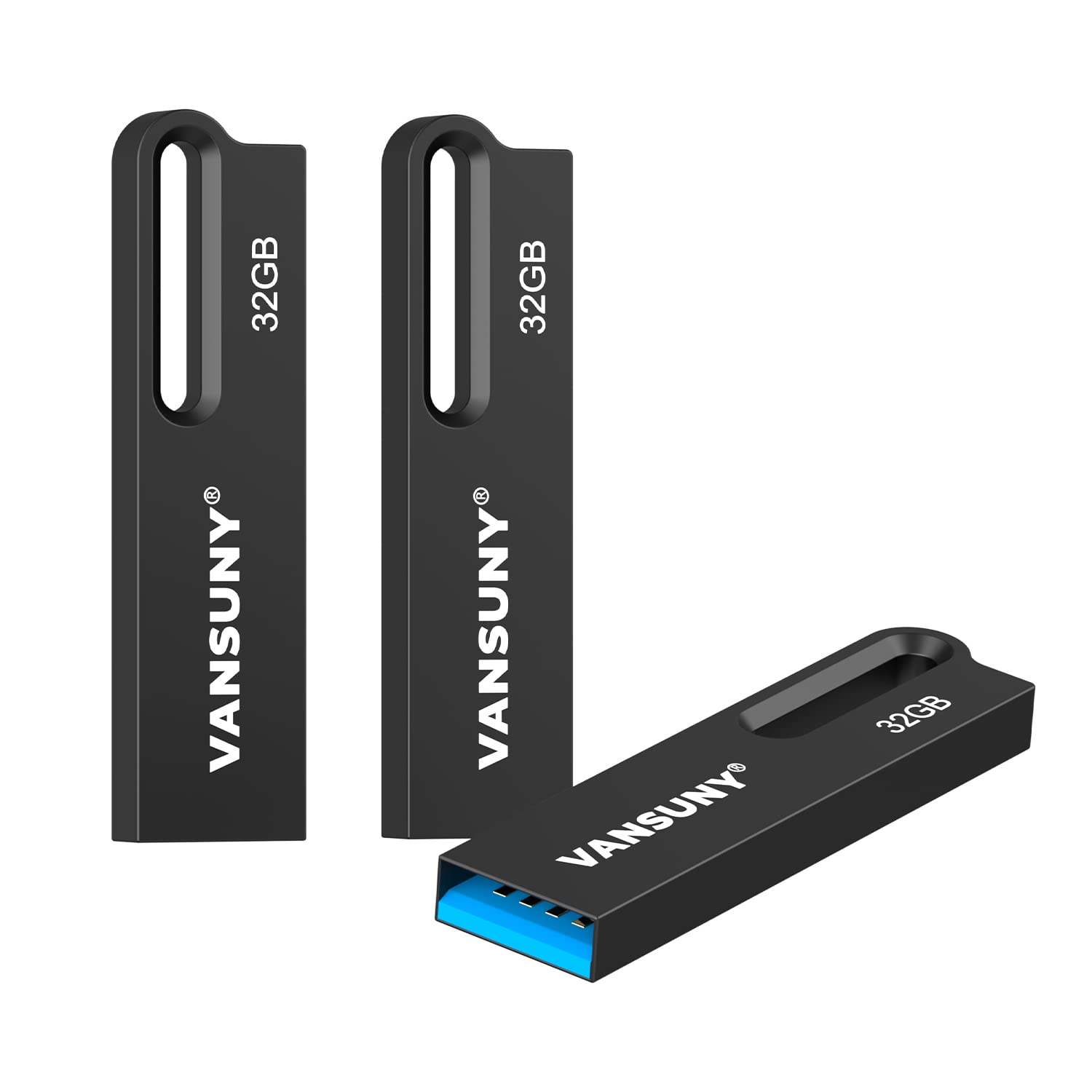 Vansuny 3 Pack 32Gb Usb Flash Drives Usb 3.0 Metal Waterproof Flash Drive Ultra High Speed Memory Sticks, Portable Thumb Drive For Pc/Tablets/Mac/Laptop