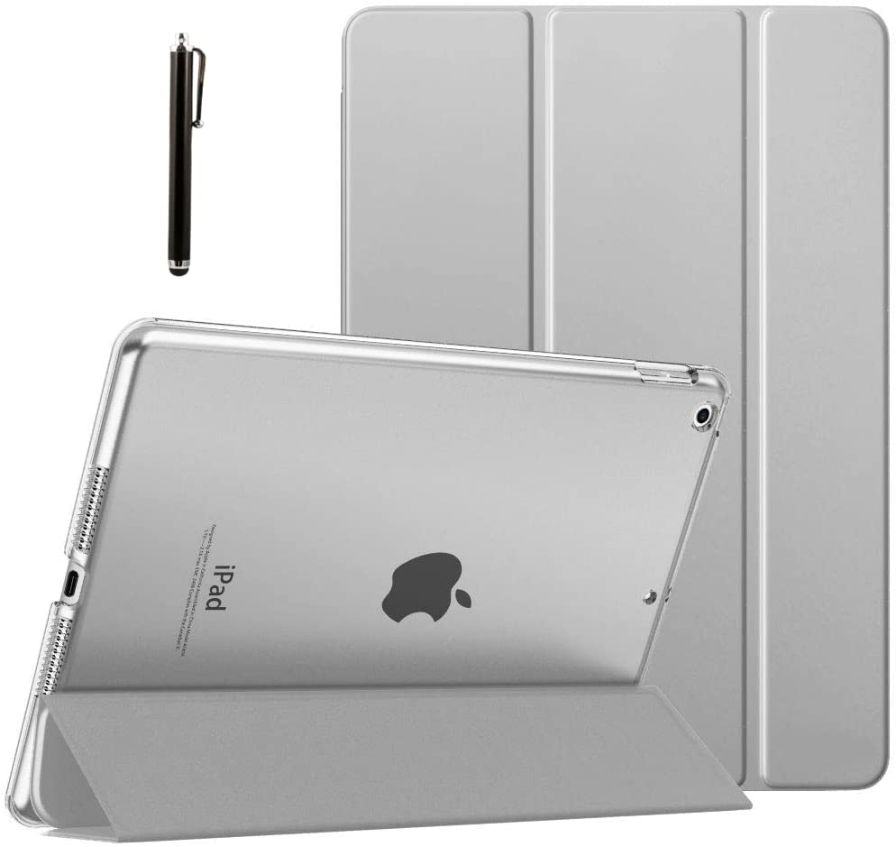 Proelite Smart Trifold Hard Back Flip Stand Case Cover For Apple Ipad 9.7 Inch 2018/2017 5Th 6Th Generation With Stylus Pen Gre