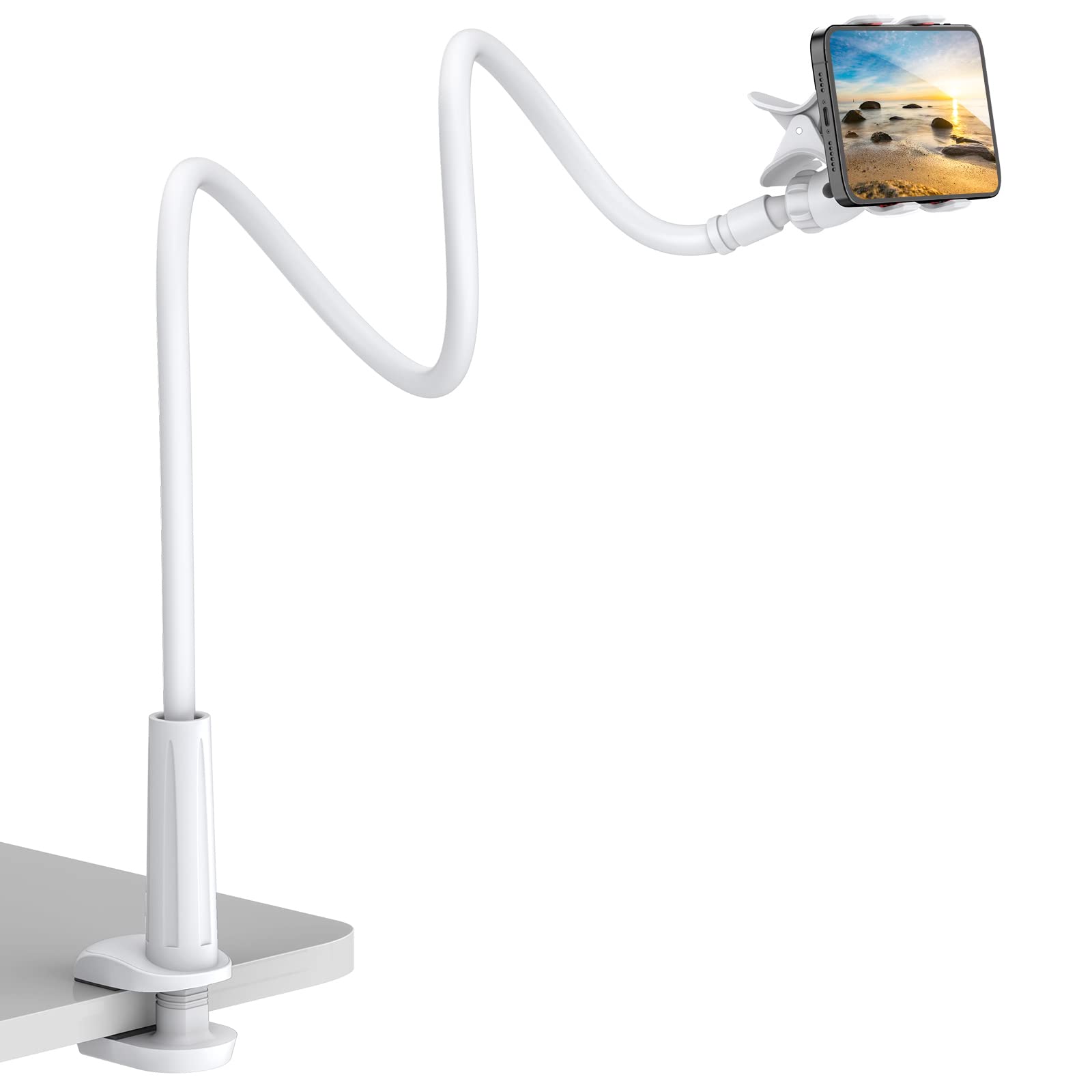 Vivi Mao Gooseneck Cell Phone Holder, Universal 360 Flexible Phone Stand Lazy Bracket Mount Long Arms Clamp For Phone 13 Pro Xs