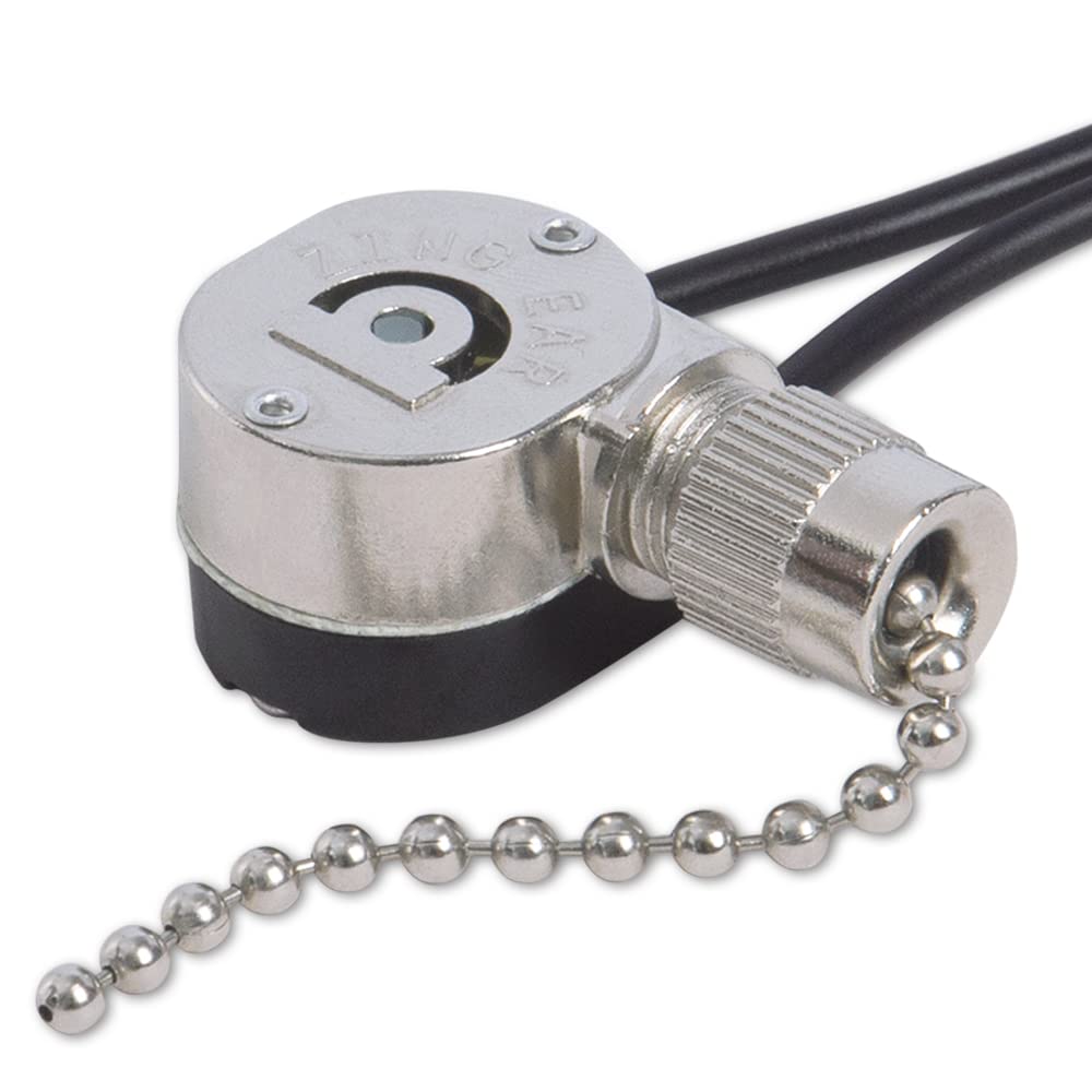 Ceiling Fan Light Switch Ze 109M Metal Pull Chain Switch,Two Wire Fan Switch For Ceiling Fan Light Fixture Replacement Parts Nic