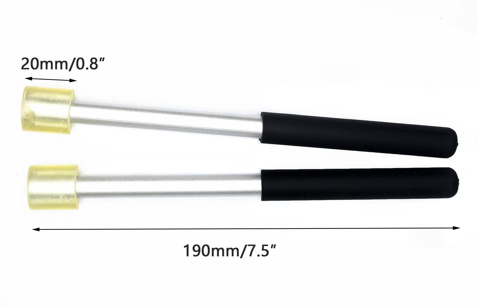 Tuoren 7.5'' Rubber Head Percussion Mallets Sticks For Playing Tenor Steelpan Steel Tongue Drum, W/Aluminium Handle