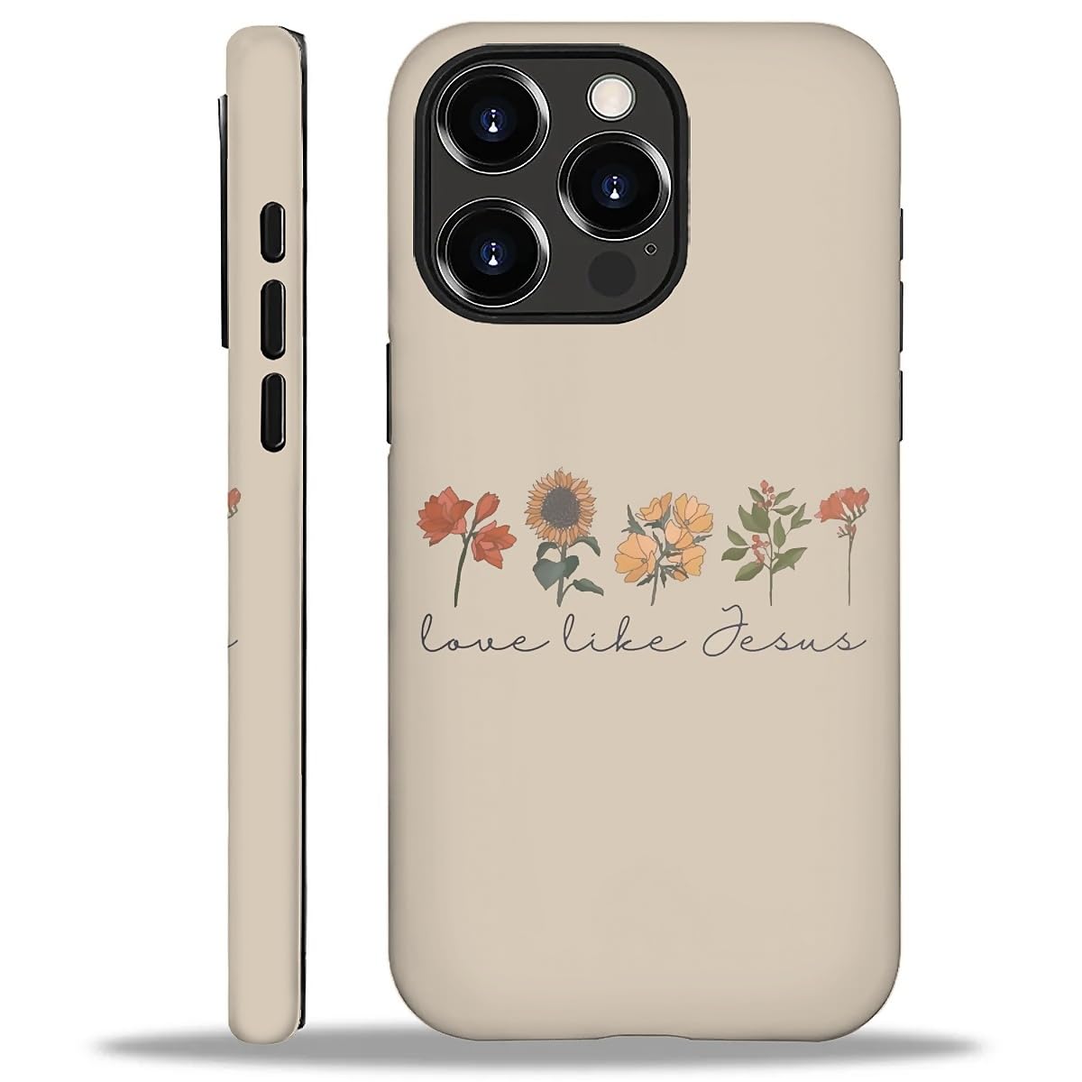 WANKBLC Compatible with iPhone 16 Pro Max Matte Case, Love Like Jesus Religious Faith Flower Pattern for Girl Full Body Design S