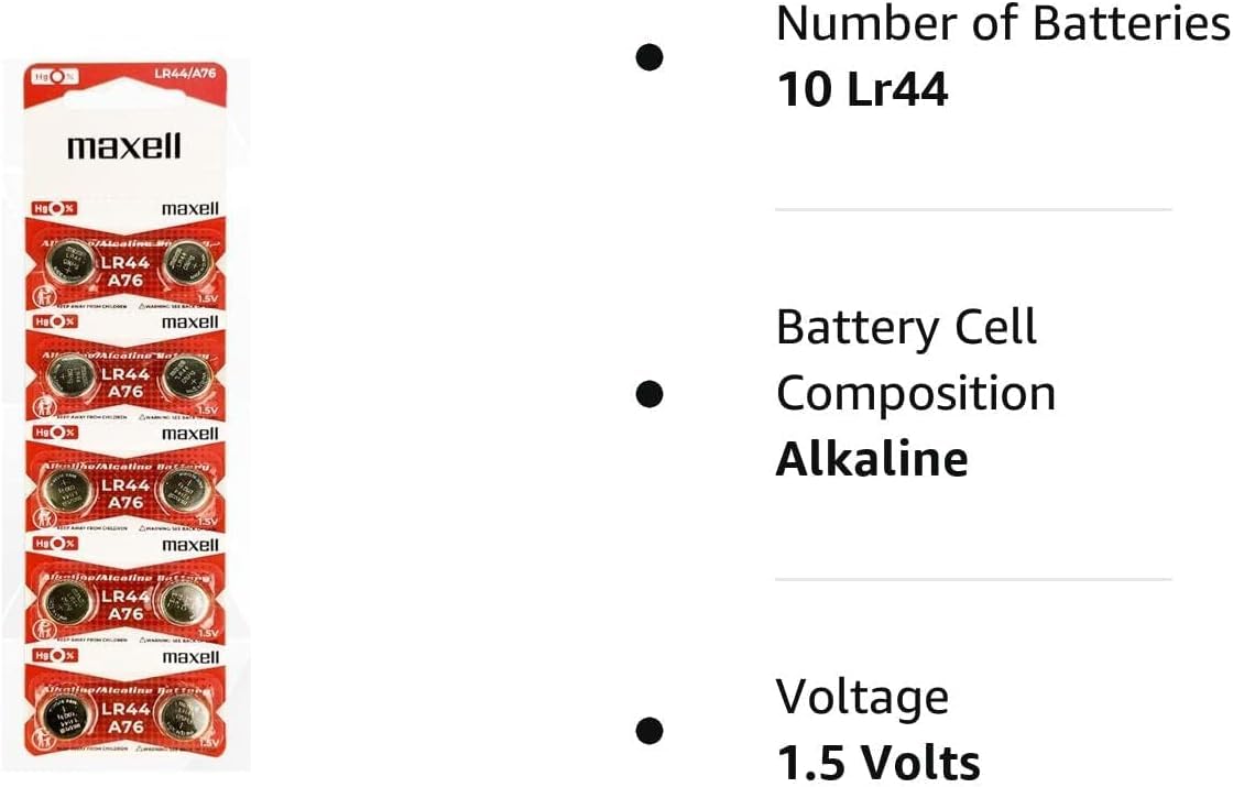 Maxell Lr44 (A76) Batteries, 10 Count