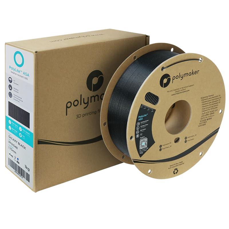 Polymaker Glitter Asa Filament 1.75Mm Galaxy Black, Heat & Weather Resistant Asa 3D Printer Filament 1Kg   Twinkling Asa Uv Resi