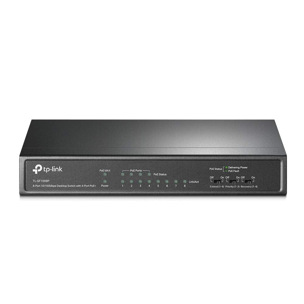 TP-Link 2KA4941 TL-SF1008P 10/100Mbps 8-Port PoE Switch, 4 POE Ports, IEEE 802.3af, 53W