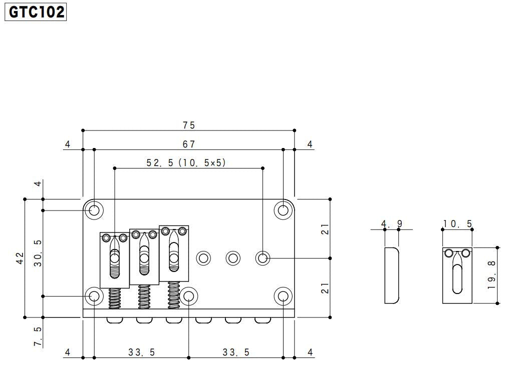 Gotoh Hardtail Bridge Chrome, Through Body String Mounting