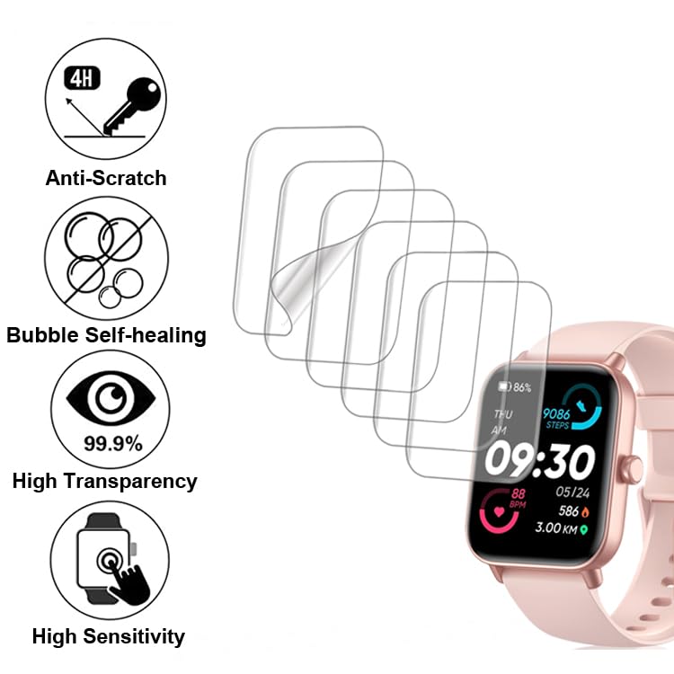 Smaate Screen Protector Compatible With Idw19 1.8    Gydom Milouz Aeac Kalinco Quican Hoowel Veryfit Smart Watch, Soft Tpu, 6-Pa