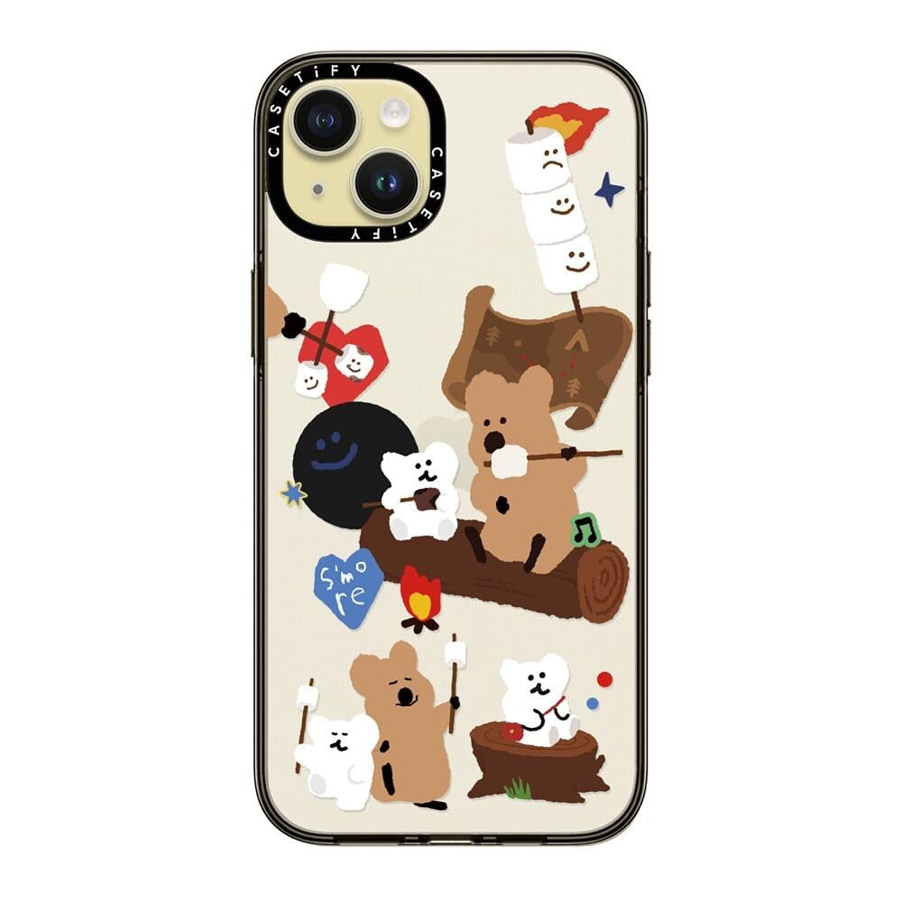 Casetify Compact Iphone 15 Plus Case [2X Military Grade Drop Tested / 4Ft Drop Protection]   Cute Prints   S'More !   Clear Blac
