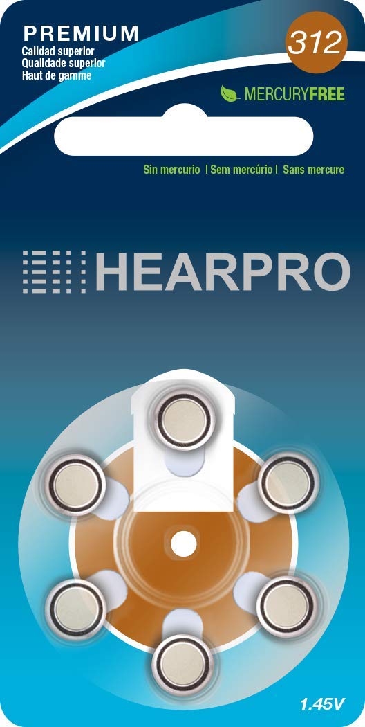 Hearpro Size 312 Long Lasting Hearing Aid Batteries 60 Pack   Mercury Free   Zinc Air Technology   Made In Usa   Plus Keychain B