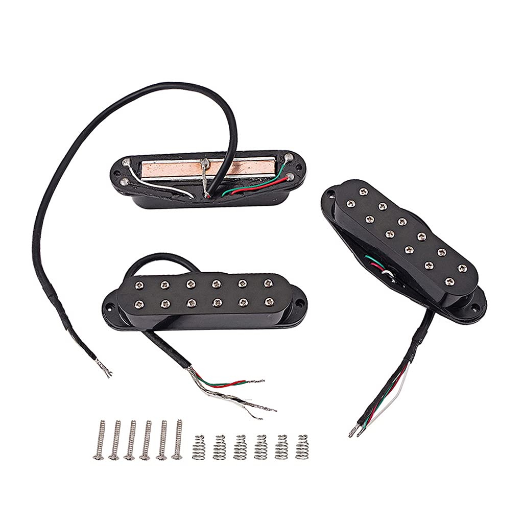 Alnicov 3Pcs Guitar Mini Humbucker Pickups,Neck Middle Bridge Sss Pickups Set For Strat St Style Guitar Accessory Parts,Black