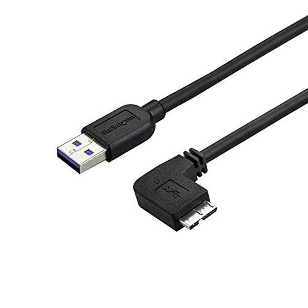 Startech.Com 1M 3 Ft Slim Micro Usb 3.0 Cable M/M   Right Angle Micro Usb   Usb 3.0 A To Micro B   Angled Micro Usb   Usb 3.1 Ge