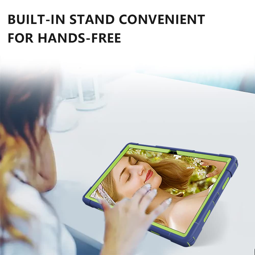 Kebiory For Tcl Tabmax 10.4 Inch Tablet Case,Shockproof 360 Rotating Stand Hand&Shoulder Strap Kids Friendly Case For Nokia T20/