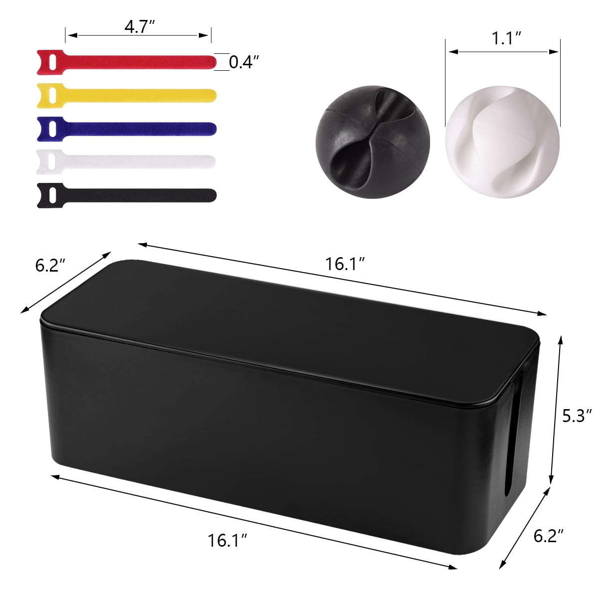 Cable Management Box   Large Cable Organizer Box To Hide Wires & Power Strips, Tv & Desk Computer Wires, Cord Organizer Box For