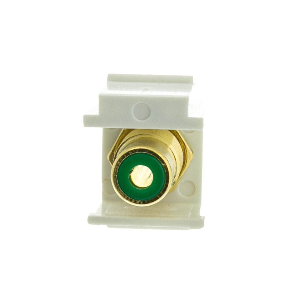 Cablewholesale Gold Plated Rca Female To Rca Female, Green Rca Coupler Adapter With White Keystone Insert, Green Rca Jack Connec