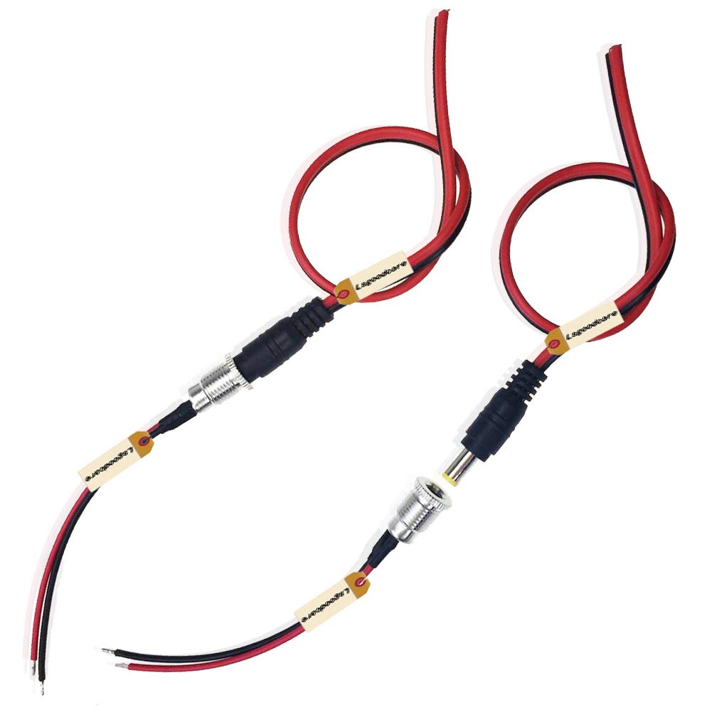 Lsgoodcare 20Pcs 5.5 X 2.1 Mm Dc Power Jack Socket Dc099 30V Threaded Female Mount Connector Adapter With Cable & 5.5Mm X 2.1Mm