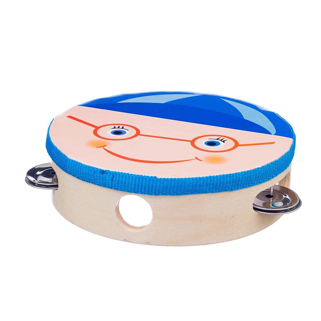 ZOOMELLA Educational Toy Musical Tambourine Beat Instrument Hand Drum Blue|Tambourines| Tambourines